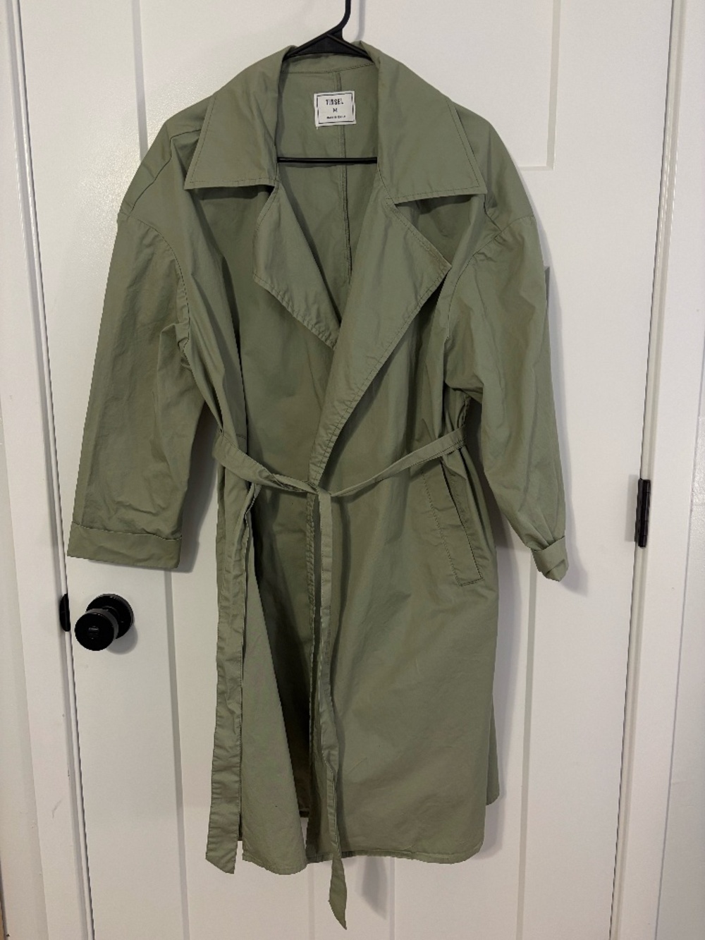 Tinsel lightweight Trench Jacket Coat Jacket Olive Green 100% Cotton Womens Med